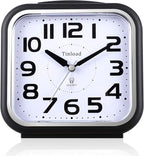 Tinload 5.5" Large Analog Alarm Clock Silent Non Ticking, Gentle Wake, Beep Sounds, Increasing Volume, Battery Operated Snooze and Manual Light, Easy Set, Black (Best for Elder)