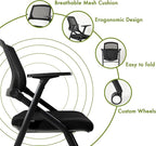 VACYOVKE 10 Pack Conference Room Chairs with Wheels and Sliding Armrest,Foldable Nesting Chair for Office School Church Waiting Room Black