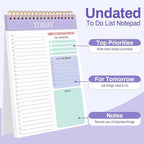 to Do List Notepad with 60 Tear Off Sheets, 6.7 x 9.8" to Do List Notebook for Work Perforated Daily Planner with Task Checklist for Home School Office Personal Organizers, Purple