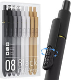 JIMMIDDA 8Pcs Black Gel Pens - 0.7mm Medium Point Black Ink Pens | Smooth Writing - Quick Drying Retractable Pen for Men Women (Classic - 8Pcs)