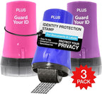 ID Roller 3-Pack - Advanced 2.0 Theft Protection Stamping by Guard Your ID Identity Prevention (Mixed Color: Blue, Pink, Purple)