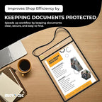MICRO TEC Repair Order/Work Ticket Holders – Heavy-Duty Clear Vinyl Sleeves with Black Handle – 11" x 13" for Automotive Repair Orders, Job Tickets, Documents – Pack of 50 – Clear/Black