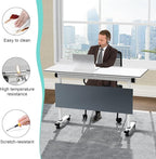 JEHUJD Conference Table,55.1''Folding Conference Room Table for 4-12 People,Mobile Flip Top MeetingTraining Table with Different Coulor and Styles for Offices, Classrooms,Meeting Room (2, 61''B)