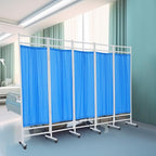 Medical Privacy Screens, Waterproof Nylon Fabric, 98.4 * 70.9 in Foldable Rolling Medical Privacy Screen with Silent Wheels, Suit for Hospitals, Clinics, and Nursing Homes (Blue, 5 Panels)