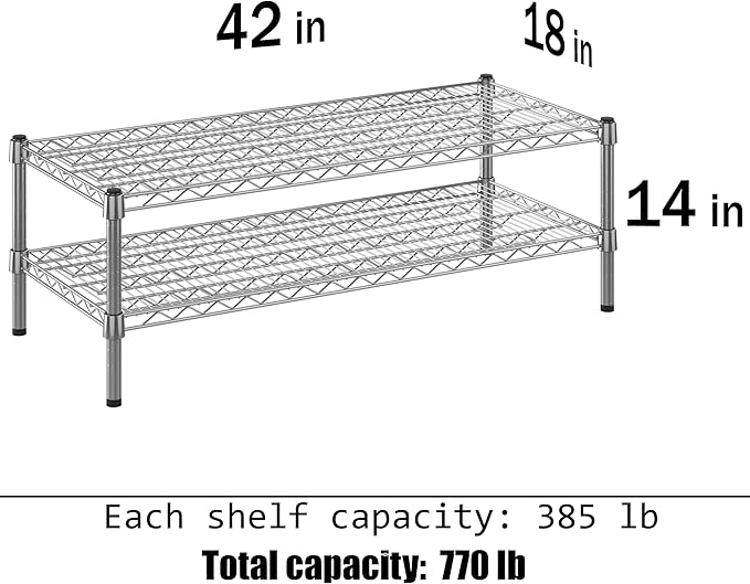 Regal Altair 18" Deep x 42" Wide x 14" Height Wire Shelving Kit | 2-Tier | NSF Commercial Storage Rack Unit