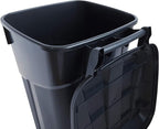United Solutions 32 Gallon Wheeled Outdoor Garbage Can with Attached Snap Lock Lid and Heavy-Duty Handles, Black, Heavy-Duty Construction, Perfect Backyard, Deck, or Garage Trash Can, 2 Pack