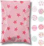 Pretty Package Store 14.5x19 Designer Poly Mailer 100 Pack Heavy Duty Waterproof Self Seal Shipping Bags for Small Business Large Mailing Envelopes Bulk Tear Resistant Cute Packaging Seeing Stars Pink