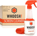 WHOOSH! Pro 16.9 fl oz Refillable TV Screen Cleaner & Microfiber Cloth - Streak-Free Cleaner for Flat Screens, OLED, LCD, Smart TV, Monitors - Non-Toxic, Odorless - Electronics Cleaning Kit, Set of 12