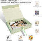 Sprsthai 5x7 Archival Photo Storage Box with Lid – Stackable Memory Keepsake Organizer for Photos, Certificates, Jewelry & Scrapbooking Supplies Grass Green