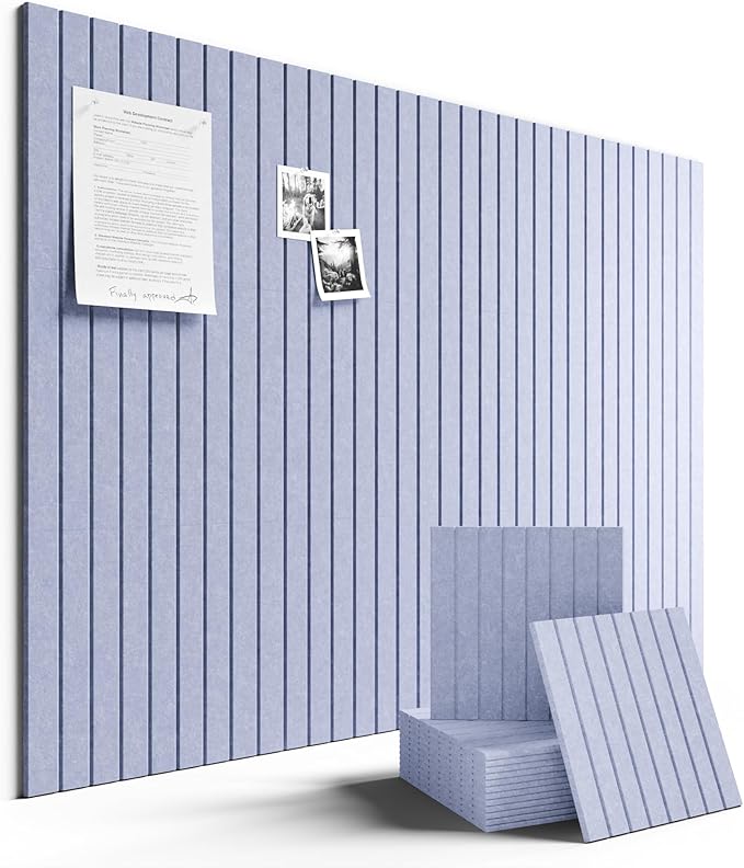 Fluxynara Large Felt Bulletin Board 48" x 36" Cork Board Alternative-12 Pack with 70 Safe Removable Adhesive Tabs, Cork Boards for Walls for Home Office Classroom Pin Board (Soft Periwinkle)