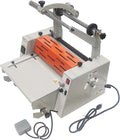 WYDDDARY 14.17"/360MM Electric Steel Roller Thermal Laminator with Toothing Cutter Hot Cold Roll Laminator Adjustable Temp 60-130℃ Electric Laminating Machine for Single/Double Sided Laminating