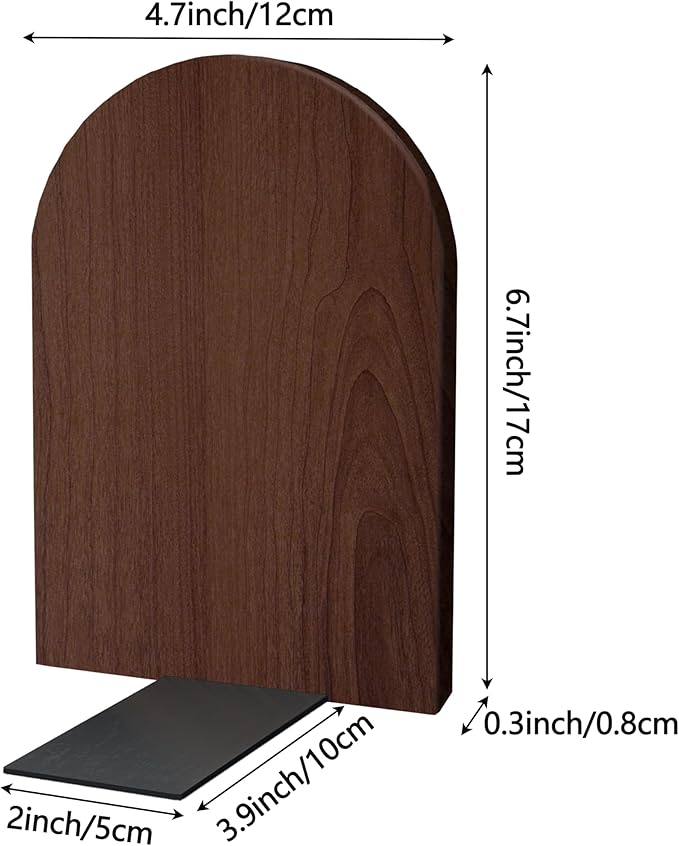 Brosisincorp Walnut Wood Book Ends for Shelves - Hand Polished Edges, Non-Skid Bookends for Heavy Duty Book Holders Office Desk Shelves Decorative Book Organizer, 6.69"H x 4.72"W x 3.94"L (2 Pairs)