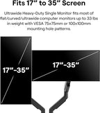 Pixio PS2D Ultrawide Heavy-Duty Premium Dual Monitor Arm Stand Desk Mount - Fits up to 35 inches Two Monitors, Weights up to 33 lbs Each, Height Adjustable, Compatible with VESA 75x75mm 100x100mm