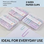 NEEWAY Colorful Paper Clips Assorted Sizes, Small and Large Paperclips, 210 Count, 3 Pack of 70 (Light Multicolor)