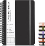 ABERLLS Black Lined Spiral Journal Notebook with 160 Pages, 8×5.7in, A5 Spiral Notebooks, Journaling Notebooks for Work, School, Women, Men, College Ruled Notebook, Hardcover Leather Journals