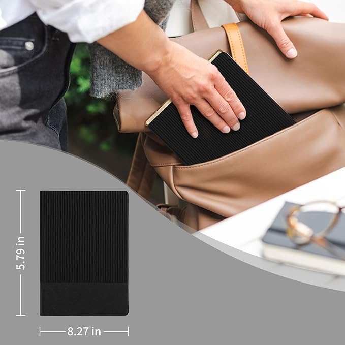 TSFPapier Lined Journal Notebook for Work College Ruled Note Book 5.79"x8.27" A5 PU Leather Daily Journaling 216 Pages for Women Men Writing Home School Supplies Business (BlackRed)