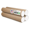 Cardboard Mailing Tubes, 4" x 24" with Plastic Caps, Pack of 4 - USA-Made USPS Approved Poster Tube for Documents & Blueprints - Reinforced Mailing Cylinders for Shipping & Storage by IDL Packaging