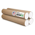 Cardboard Mailing Tubes, 4" x 24" with Plastic Caps, Pack of 4 - USA-Made USPS Approved Poster Tube for Documents & Blueprints - Reinforced Mailing Cylinders for Shipping & Storage by IDL Packaging