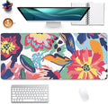 Abstract Floral Leaves Mouse Pad Desk Mat,Boho Art Extended Gaming Mouse Pad with Stitched Edges,Non-Slip Waterproof Rubber Base for Office,Computer,Keyboard,Laptop and Home Desk Pad(27.5X11.8 in)