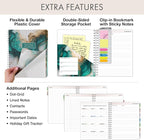 Essential PRO 2026 Daily, Weekly & Monthly Planner, 7"x9": 14 Months (Nov 2025 - Dec 2026) Monthly Tabs,Daily Tracking,Notes Pages,Storage Pocket,Bookmark w Sticky Notes (Teal Gold Marble)