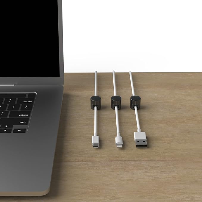 ICONIT Cable Anchors for Desk Organization Gun Metal | Premium Aluminum Cord Organizers | Charger + Cable Management Clips for Home & Office | Stylish, Sturdy, & Functional | (3 Pack)