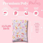 Pretty Package Store 14.5x19 Designer Poly Mailer 100 Pack Heavy Duty Waterproof Self Seal Shipping Bags for Small Business Large Mailing Envelopes Bulk Tear Resistant Cute Packaging Preppy Leopard