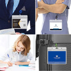 Horizontal Badge Holder, Extra Thick ID Card Name Badge Holder, Name tag Holder with Waterproof Type Resealable Zip (100 Pcs)