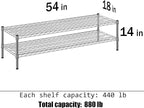 18" Deep x 54" Wide x 14" Height Wire Shelving Kit | 2-Tier | NSF Commercial Storage Rack Unit