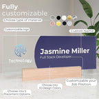 EGD Acrylic Desk Name Plate Personalized with Logo I Custom Office Desk Accessories I Custom Name Plate with Color Options I Cute Office Decor (10 x 3.5 Inch) (2. Acrylic with Logo)