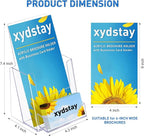 xydstay 4x9 Acrylic Brochure Holder with Business Card Holder, Clear Display Stand, Plastic Table stand Sign Holder, Pamphlet Holder Flyer Holder, Acrylic Display Stand for Office, Home, Store, 4 Pack