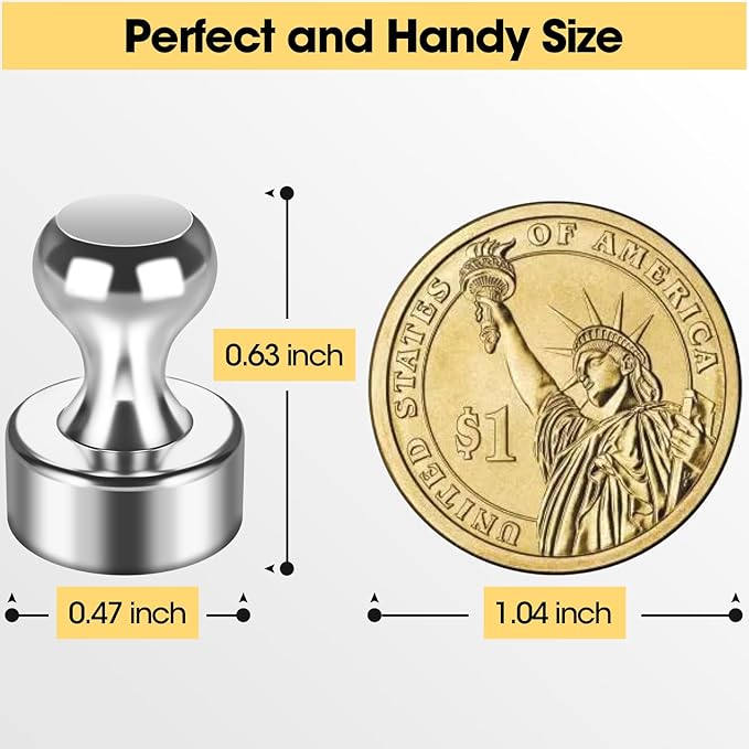 Junarter 60 Pack Magnetic Push Pins, Silver Strong Fridge Magnets, Whiteboard Magnets, Refrigerator Magnets Strong, Dry Erase Board Magnets for Fridge, Whiteboard, Office, Classroom, Kitchen, Map