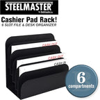 BankSupplies STEELMASTER 6 Slot File & Desk Organizer - Paper Organizer - Black Powder Coat Finish - Scratch & Chip-Resistant - Forms, Applications, Deposit Slips & Checks