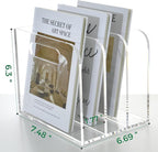 AIMOLLY Clear Acrylic Organizers - 3 Vertical Compartments Acrylic Folder Organizer & File Organizer, Desk Document Storage Bins for Magazines, Binders - Multipurpose Home Office Desk Organizer