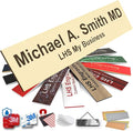Engraved Name Plates for Door Sign Personalized Ivory Plastic Plaque with Brown Letters - Made in USA 2x12 B5