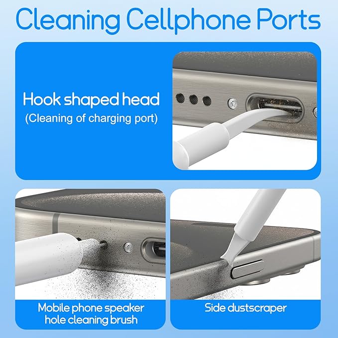 Keyboard Cleaning Kit Laptop Cleaner, 32-in-1 Computer Screen Cleaning Brush Tool, Multi-Function PC Electronic Cleaner Kit Spray for iPad iPhone Pro, Earbuds, Airpods, Camera Lens, Monitor (White)