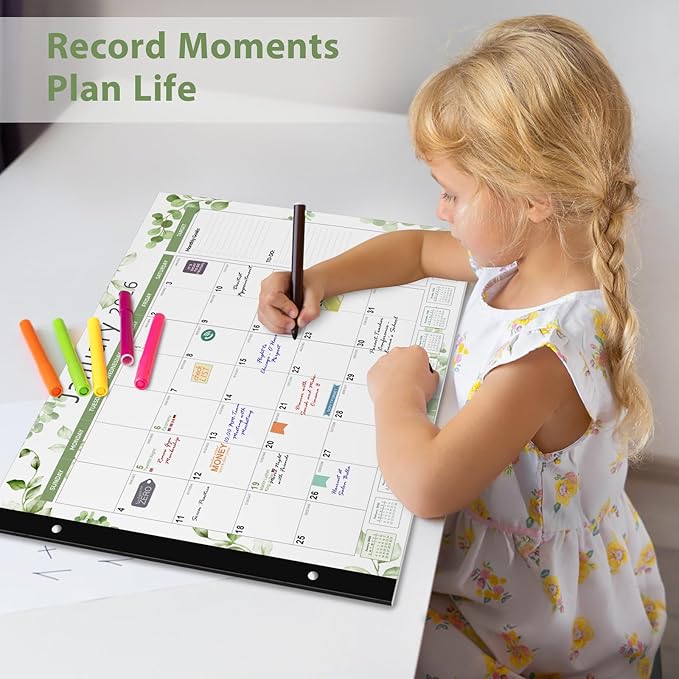 2026 Desk Calendar, Large Desk Calendar 22" x 17" (Jan 2026 - Jun 2027) Monthly Desktop Wall Planner for Family Teacher School Office Supplies, Leaf