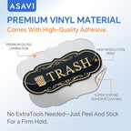 ASAVI Trash & Recycle Stickers – 2-Pack Self-Adhesive Vinyl Labels, Waterproof & Durable (Black Gold, Medium 6.3 x 2.7 inches)