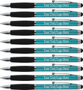 SyPen Personalized Pens With your Custom Logo or Text-300 Pack Bulk-for Businesses, Parties, and Events, 2 in 1 Ballpoint Pen & Stylus for Touchscreen Devices, L'Blue Barrel, Black Ink