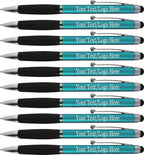 SyPen Personalized Pens With your Custom Logo or Text-300 Pack Bulk-for Businesses, Parties, and Events, 2 in 1 Ballpoint Pen & Stylus for Touchscreen Devices, L'Blue Barrel, Black Ink