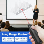 (2 Units) Rechargeable Presentation Clicker with Case, Power Digital Display Wireless Presenter Remote, Red Light Pointer Computer PowerPoint Clickers for Mac Laptop, Slideshow Google Slide Advancer