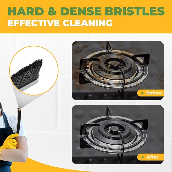 KMOSENIA Cleaning Brush - 3 Pcs Hard Bristle Crevice Cleaning Brush, Grout Brush, Scrub Brush Cleaning Supplies, Gap Cleaning Tools for Bathroom Kitchen Toilet Window Track (3, Black)