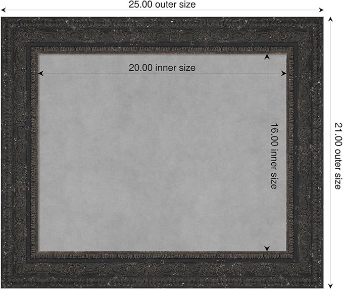 Amanti Art Black Framed Magnetic Board 21x25 Small Vision Board for use with Magnets, 100% Metal Sheet to Display Items as Office Decor or for Home Organization in mudroom, Kitchen or Kids Room