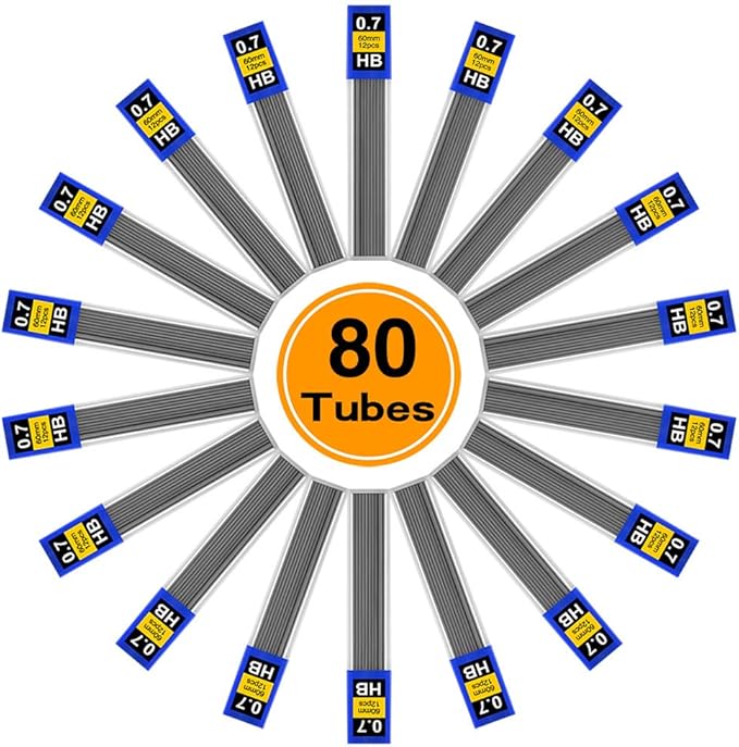 Coopay 960 Pieces Lead Refills 0.7 mm HB Break Resistant Mechanical Pencil Refills, 12 Pack Per Tube, 80 Tubes(0.7 mm)