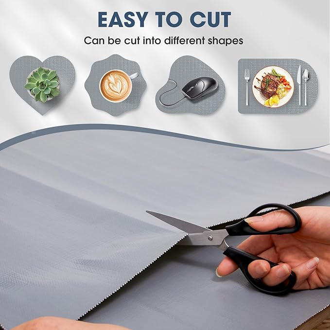 ALIUNI Drawer and Shelf Liner, Non-Slip Kitchen Cabinet Liners Non-Adhesive Thick Strong Grip Waterproof Washable Mats Protect Dresser Shelves Cupboard Bathroom Cabinets, Pure Gray, 12 in X 10 FT
