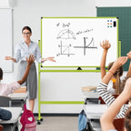 Large Dry-Erase Rolling Magnetic Whiteboard - 48 x 32 Inches Dry Erase Board with Stand Height Adjust Double Sides Mobile White Board Easel on Wheels with 25 Sheets Paper Pad Office, Home & Classroom