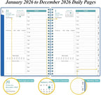 Daily Planner 2026 Full Page Per Day- 2026 Daily & Monthly Planner from January 2026 to December 2026, Day Planner 2026 with 12 Months Tabs, 6.4" x 8,5", Blue