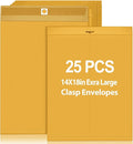 Motipuns 25 Pcs Manilla Envelopes 14 x 18 Inch Large Clasp Envelope Catalog Envelopes with Clasp Closure for Mailing Thick Documents Home, Business, Legal or School Storing Mailing (Golden)