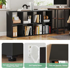 IRONMIX Metal 8 Cube Storage Organizer, Black Short Bookshelf with Storage, Horizontal TV Stand, Modern Cube Storage Shelf Small Cube Bookshelf for Living Room, Office, Library, Study, Easy Assembly