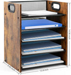 Wood Desk Organizer - 5-Tier Desktop File Organizer, Wooden Paper Tray, Office Desk Organzier and Accessories for Papers, Mail, Notebooks, Stationery