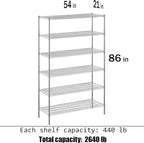 Regal Altair 21" Deep x 54" Wide x 86" Height Wire Shelving Kit | 6-Tier | NSF Commercial Storage Rack Unit